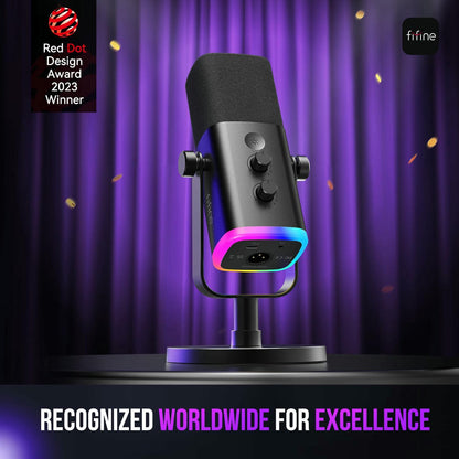 Micrófono FIFINE AM8 USB/XLR RGB para Streaming, Podcast y Gaming
