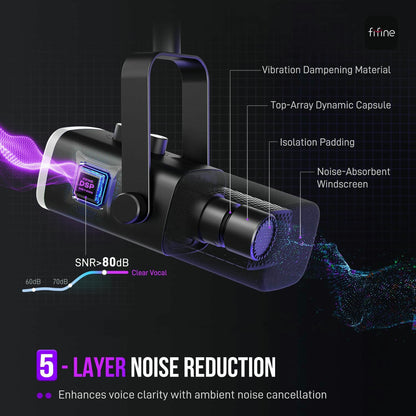Micrófono FIFINE AM8 USB/XLR RGB para Streaming, Podcast y Gaming