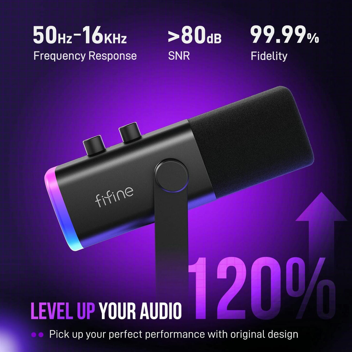 Micrófono FIFINE AM8 USB/XLR RGB para Streaming, Podcast y Gaming