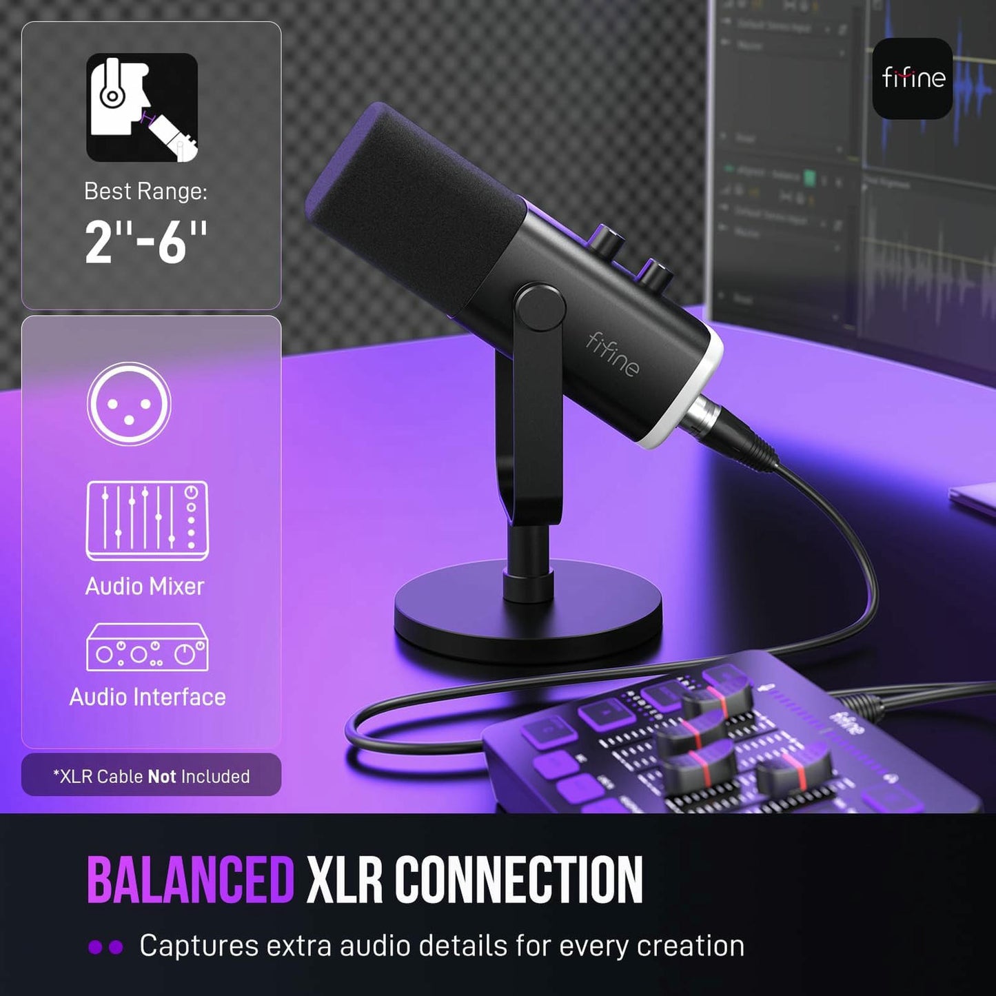 Micrófono FIFINE AM8 USB/XLR RGB para Streaming, Podcast y Gaming