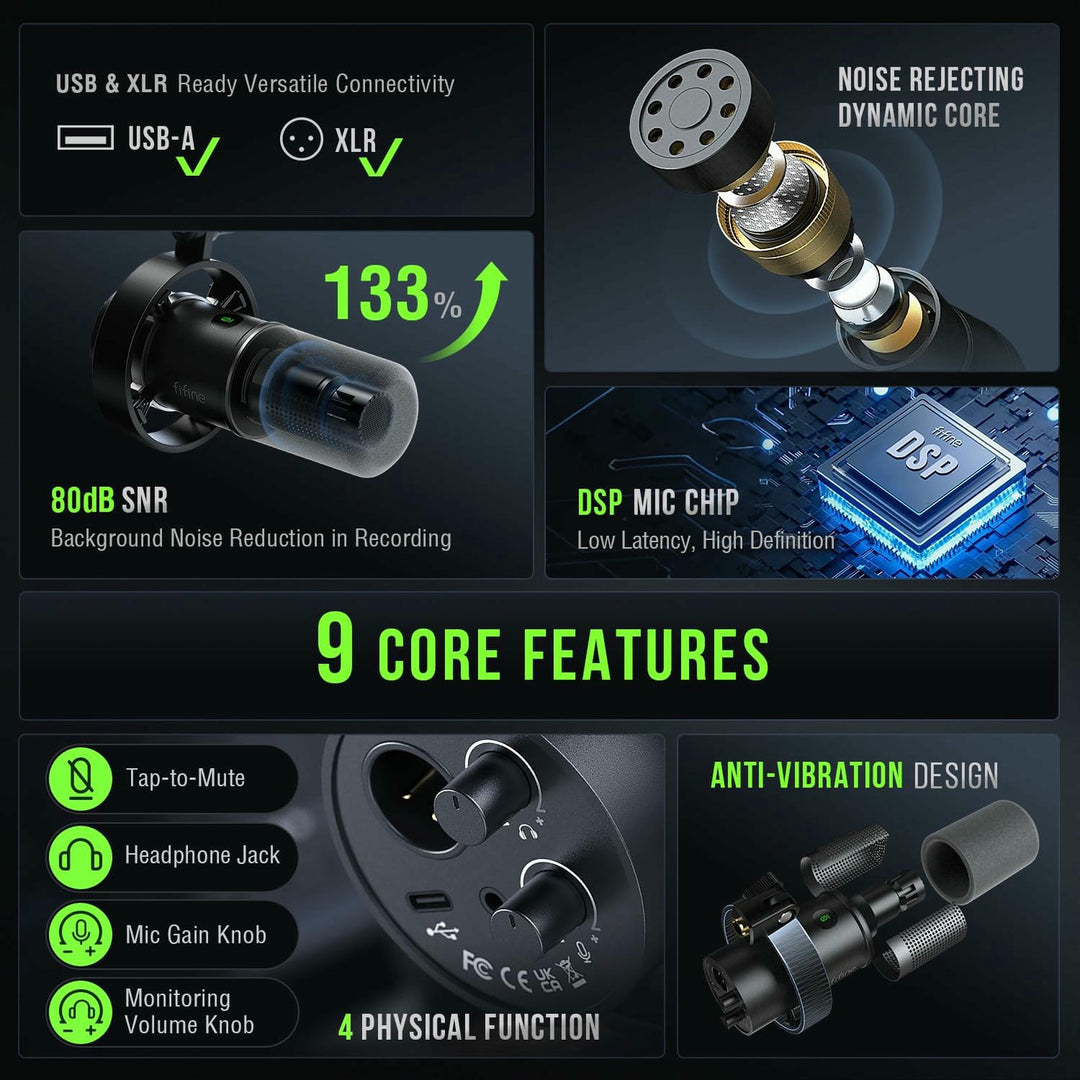 Micrófono FIFINE K688 USB/XLR Dinámico – Streaming y Podcast Profesional