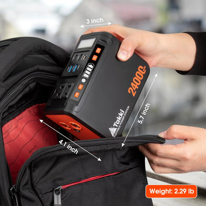 Takki Portable Power Station 88Wh Solar Generator Power Bank with 110V AC DC USB Ports LED Flashlight for Camping Home Emergency Power Backup(Solar Panel Not Included)