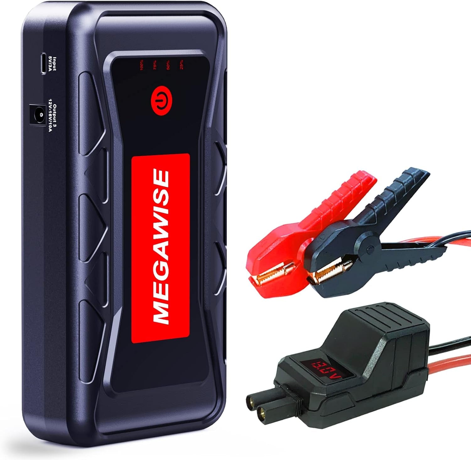 MEGAWISE 2500A Peak 21800Mah Car Battery Jump Starter (Up to 8.0L Gas/6.5L Diesel Engines) 12V Portable Power Pack Auto Battery Booster with Dual USB Outputs