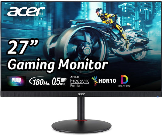 Acer Nitro 27" WQHD 2560 X 1440 PC Gaming IPS Monitor | AMD Freesync Premium up to 180Hz Refresh 0.5Ms DCI-P3 95% 1 Display Port 1.2 & 2 HDMI 2.0 XV271U M3Bmiiprx,Black