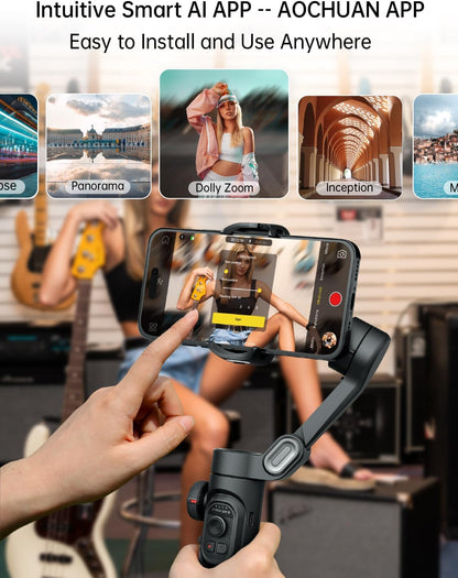 Phone Gimbal Stabilizer 3-Axis Smartphone Foldable Gimbal for Iphone Gimble with Focus Wheel Tiktok Youtube Vlog Stabilizer for Iphone16 15 14 13 12 Pro Max&Android-Smart XE