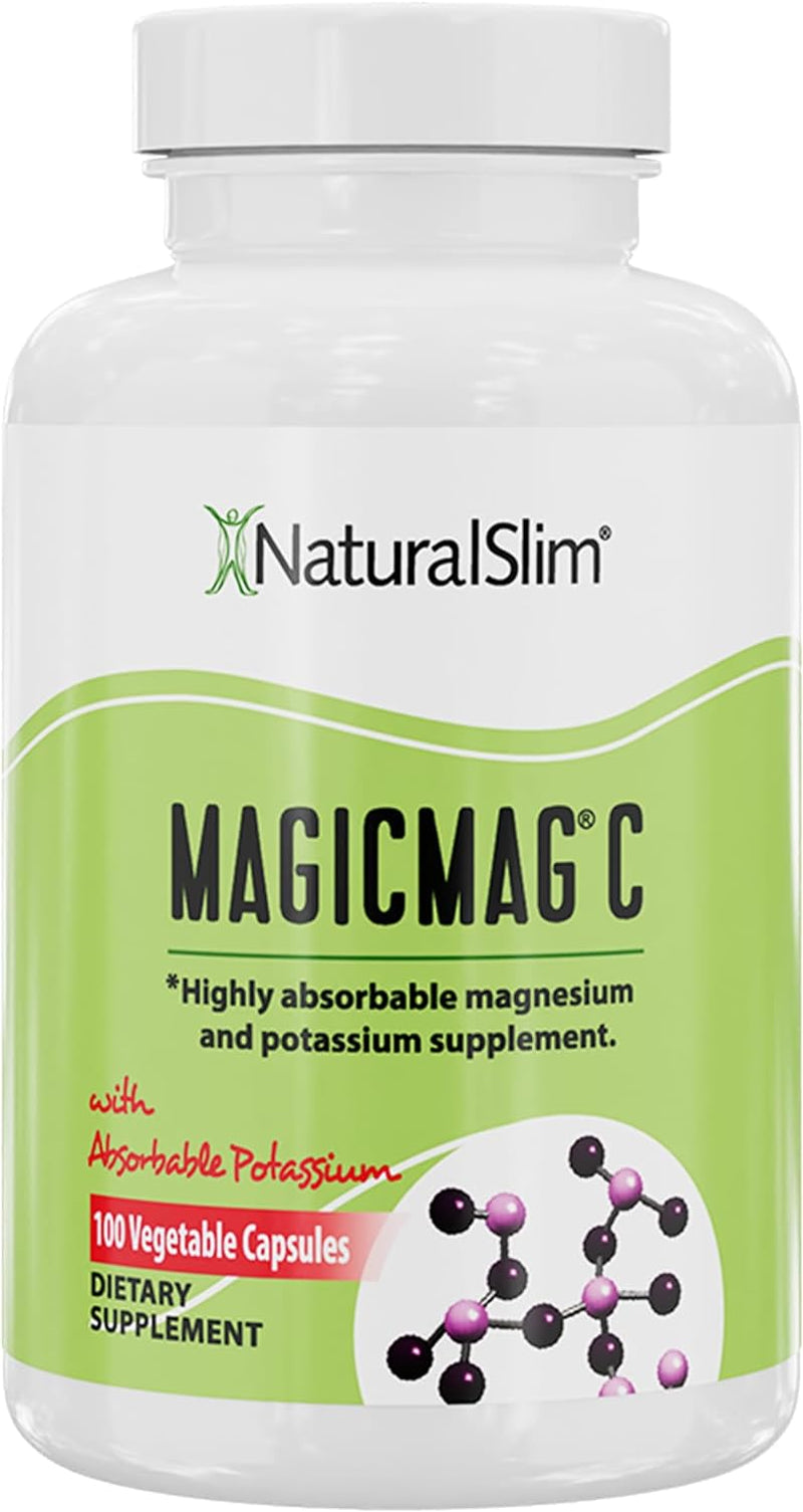 Naturalslim Magicmag C Magnesium Citrate Capsules – Magnesium Supplement with Natural Potassium | Sleep Support, Heart Health, and Muscle Cramp Relief | Gluten-Free, 100 Capsules (1 Pack)