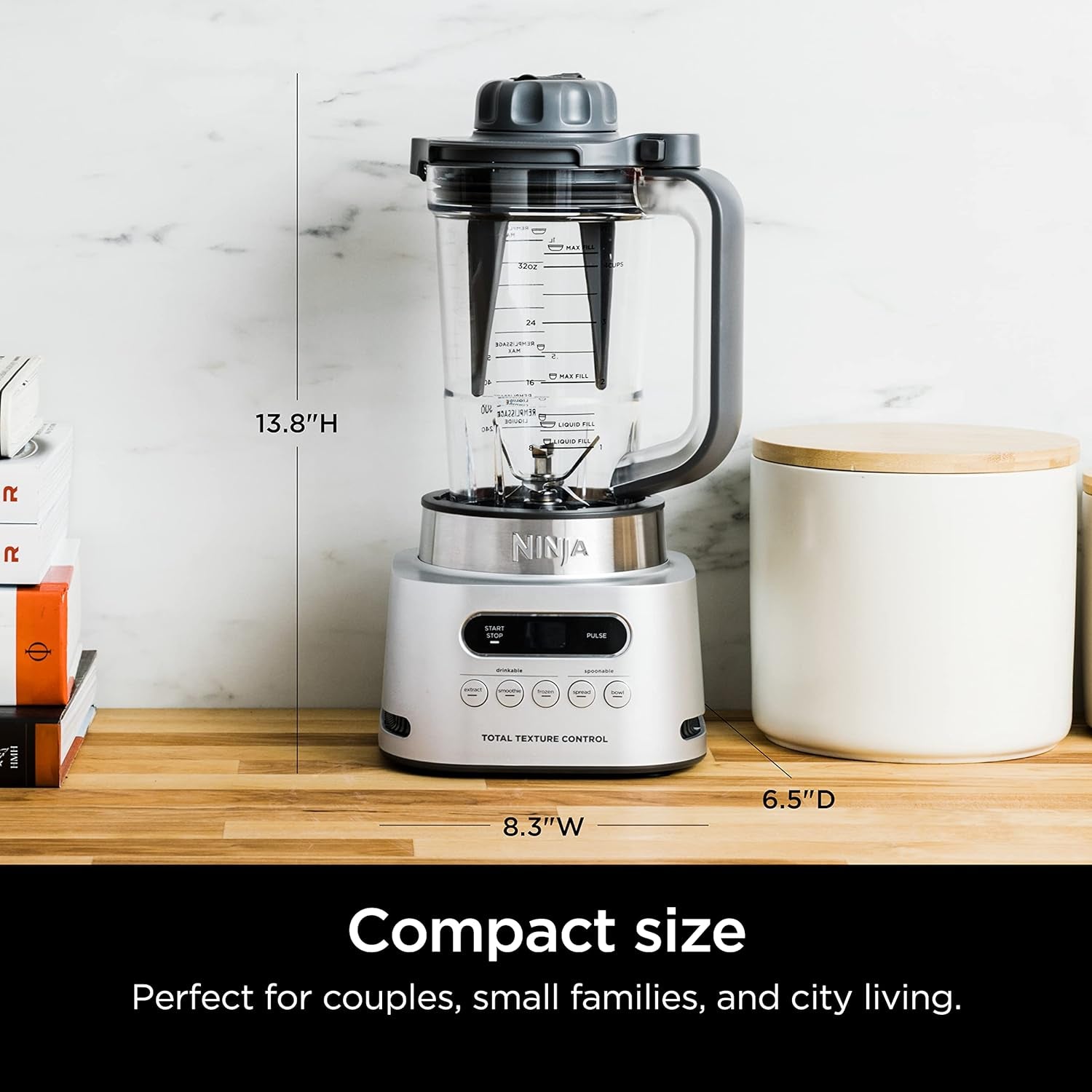 Ninja SS151 Twisti Blender DUO, High-Speed 1600 WP Smoothie Maker & Nutrient Extractor* 5 Functions Smoothie, Spreads & More, Smarttorque, 34-Oz. Pitcher & (2) To-Go Cups, Gray