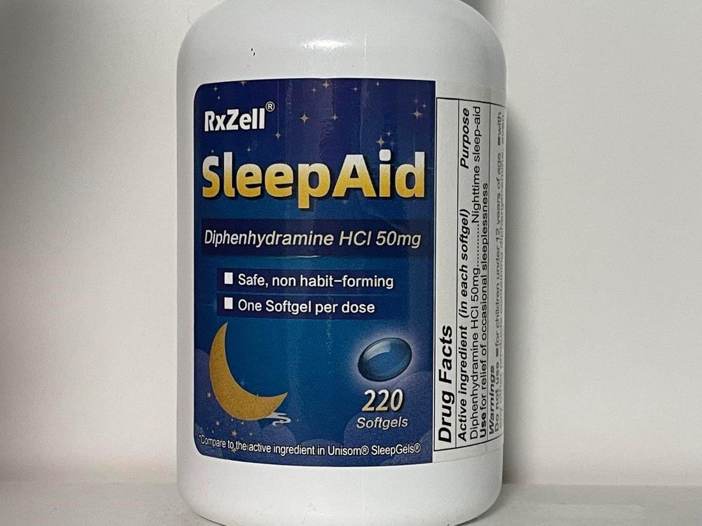 Sleep Aid, Diphenhydramine Hcl 50Mg, 220 Softgels - Fall Asleep Faster, Deeper Restful Sleeping, Non Habit-Forming