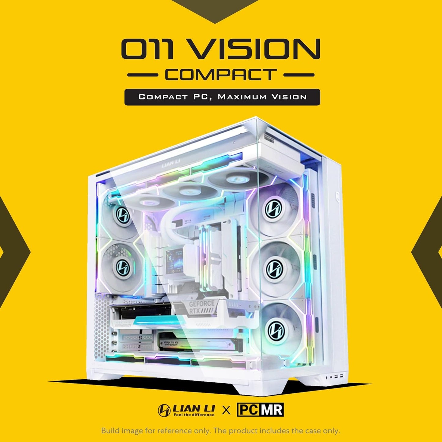 Lian Li O11Vision Compact White-Steel-Tempered Glass ATX Mid Tower Computer Case-Back Connect Support-O11Vpw