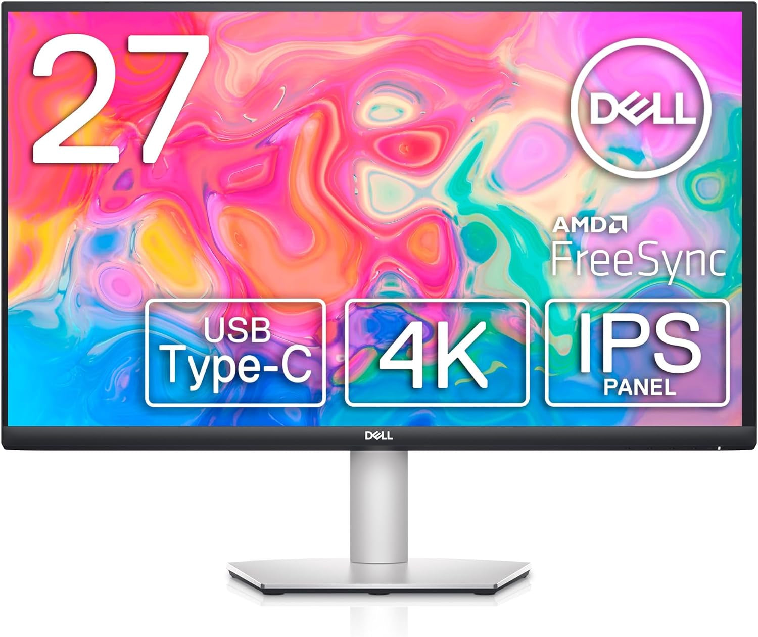 Dell S2722QC Monitor - 27 Inch 4K USB-C , UHD (3840 X 2160) Display, 60Hz Refresh Rate, 8MS Grey-To-Grey Response Time, Built-In Dual 3W Speakers, 1.07 Billion Colors - Platinum Silver