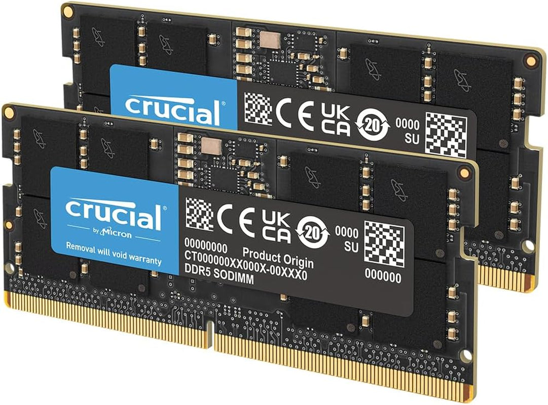 Crucial RAM 32GB Kit (2X16Gb) DDR5 5600Mhz (Or 5200Mhz or 4800Mhz) Laptop Memory CT2K16G56C46S5, Black