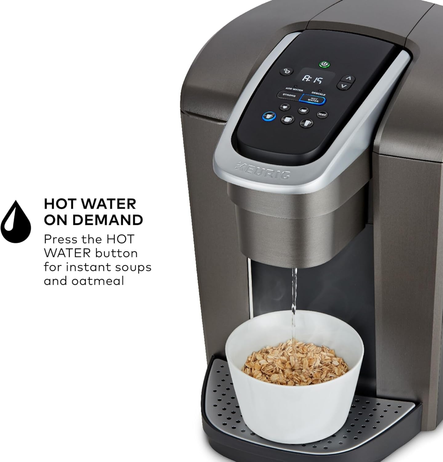 Keurig K-Elite Single Serve K-Cup Pod Coffee Maker, with Strength and Temperature Control, Iced Coffee Capability, 8 to 12Oz Brew Size, Programmable, Brushed Slate