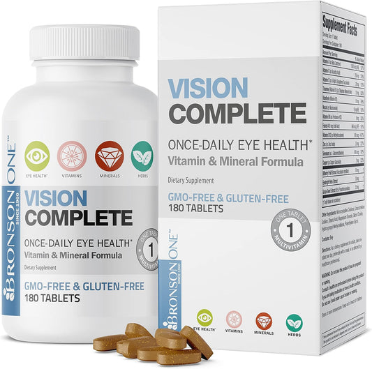 Bronson ONE Daily Vision Complete Eye Health Support Multivitamin Multimineral Supplement Formula, 180 Tablets