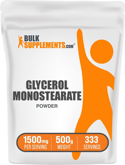 Bulksupplements.Com Glycerol Monostearate Powder - Glycerol Powder, Glycerol Supplement, Energy Source - Food Grade, Gluten Free, 1500Mg per Serving, 500G (1.1 Lbs) (Pack of 1)