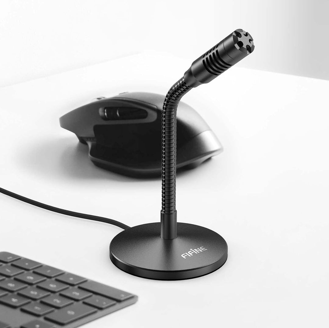 FIFINE Mini Gooseneck USB Microphone for Dictation and Recording,Desktop Microphone for Computer Laptop Pc.Plug and Play Great for Skype,Youtube,Gaming, Streaming,Voiceover,Discord and Tutorials-K050