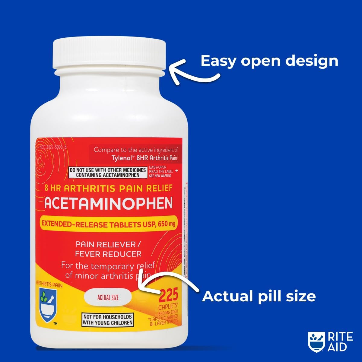 Rite Aid Acetaminophen 650Mg Arthritis Extended Release Caplets - 225 Count