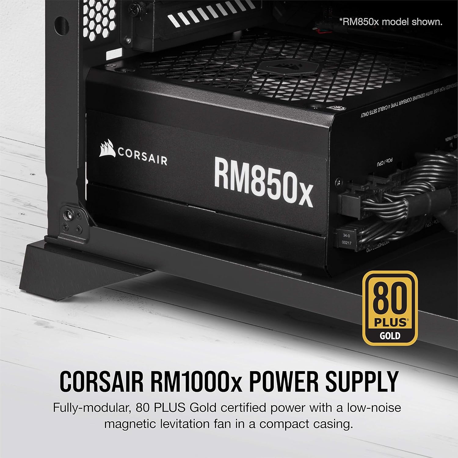 CORSAIR Rm1000X Fully Modular ATX Power Supply - 80 plus Gold - Low-Noise Fan - Zero RPM - Black