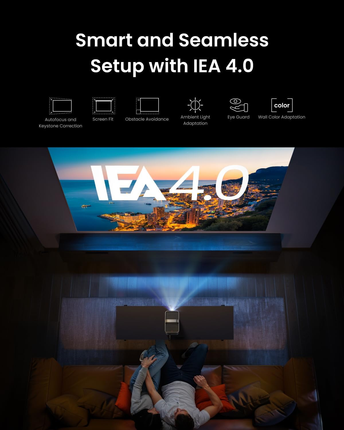 NEBULA Cosmos 4K SE Smart Projector, 4K High-Brightness Projector with Dolby Vision, 200" Huge Screen, 1,800 ANSI Lumens Brightness, Hybridbeam, Enhanced Image Quality, Google TV, Portable with Handle