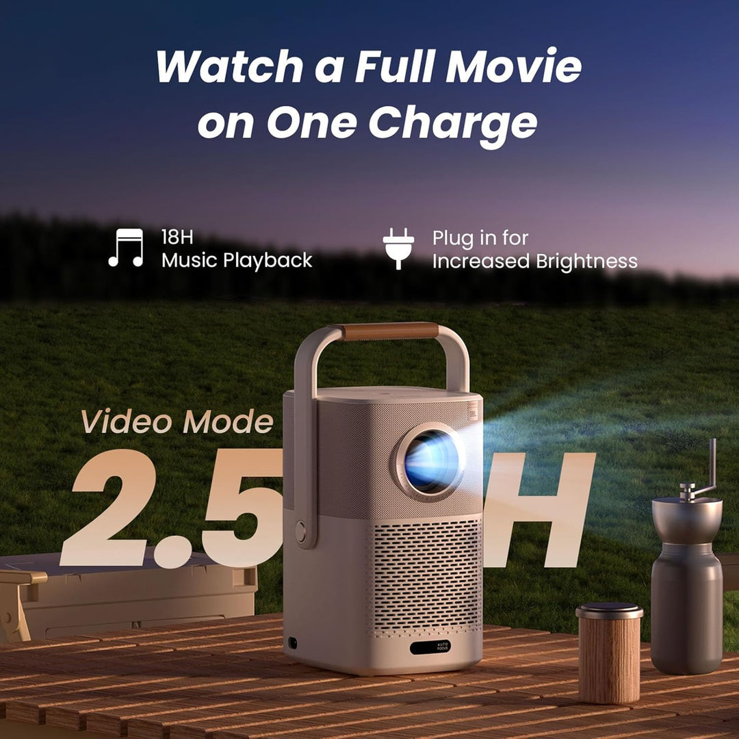 [Sound by JBL & Built-In Battery] Yaber T2 Outdoor Projector with Wifi 6 and Bluetooth, Native 1080P Smart Movie Portable Projector for inside and Outside, Compatible with TV Dongle (Not Included)