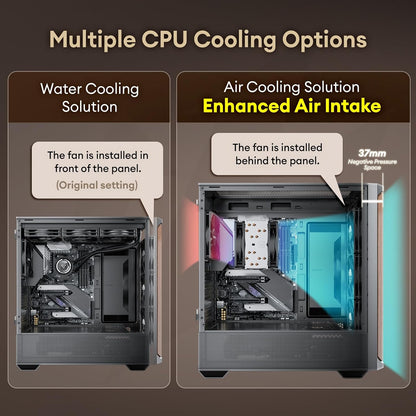 Genuine Walnut Wood PC Case, Support 360Mm Radiator on Top, Pre-Installed 4 X 120Mm PWM Fans ATX Case, Type-C Port, Magnetic Tempered Glass Side Panel, Black Computer Case, Cypress 7
