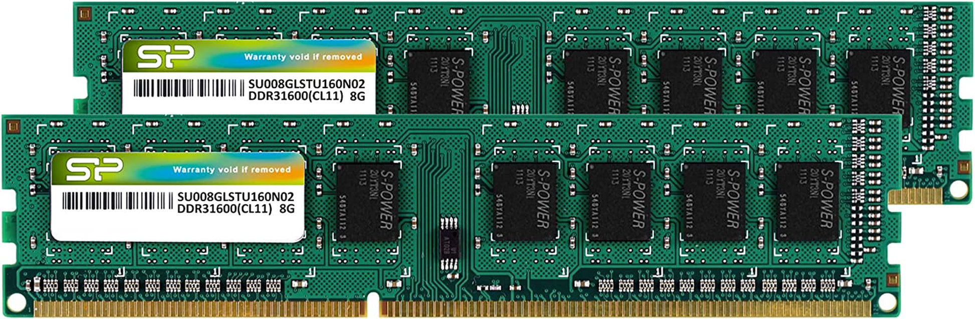 Silicon Power DDR3 16GB (2 X 8GB) 1600Mhz (PC3 12800) 240-Pin CL11 1.35V / 1.5V Unbuffered UDIMM PC Computer Desktop Memory Module Ram Upgrade