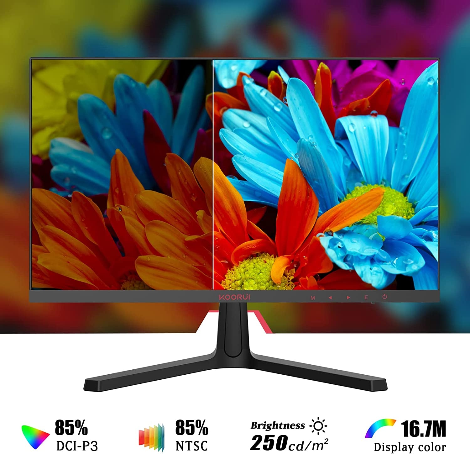 KOORUI 24 Inch Computer Monitor -FHD 1080P Gaming Monitor 165Hz VA 1Ms, Adaptivesync Technology, LED Monitors with Ultra-Thin, HDMI X2 /DP, VESA Compatible, Tilt Adjustable, Eye Care 24E4