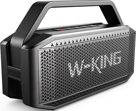 W-KING Bluetooth Speaker- 100W Peak 60W RMS Deep Bass, IPX6 Portable Waterproof Loud Bluetooth Speakers Wireless with Subwoofer, 40H/Power Bank/Tf/Aux/Eq, Party Boombox Outdoor Large Bluetooth Speaker