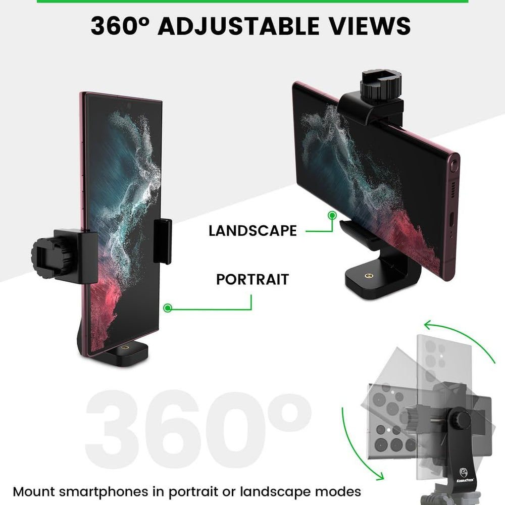 Unimount 360 Iphone Tripod Mount Adapter - Fits Any Smartphone - Includes Bluetooth Remote Shutter - Universal Phone Holder for Tripod