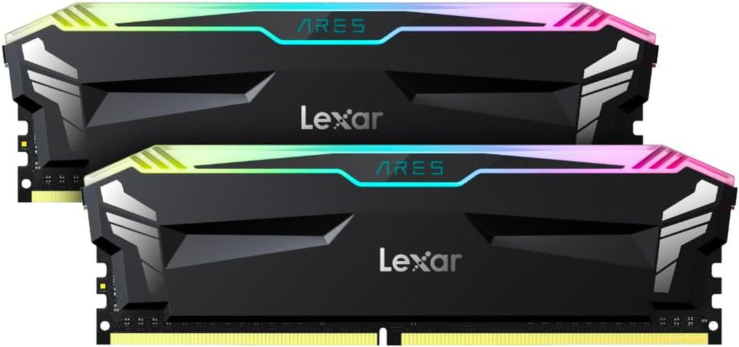 Lexar 32GB (2X16Gb) ARES RGB DDR4 RAM 3600Mt/S CL18 1.35V Desktop Memory, Compatible with Intel XMP 2.0 and AMD Ryzen, Black (LD4BU016G-R3600GDLA)