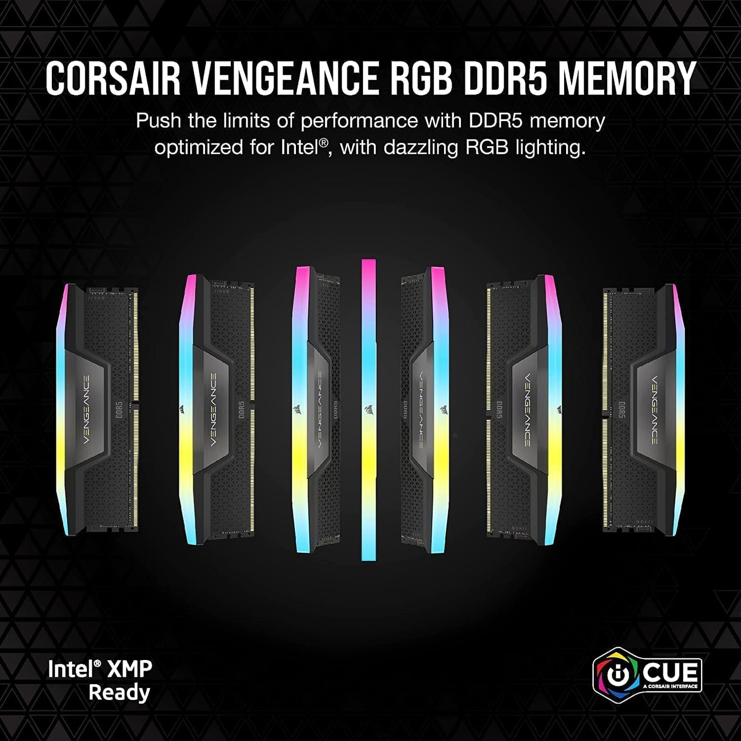 CORSAIR VENGEANCE RGB DDR5 RAM 32GB (2X16Gb) 6000Mhz CL36-44-44-96 1.35V Intel XMP Desktop Computer Memory - Black (CMH32GX5M2E6000C36)