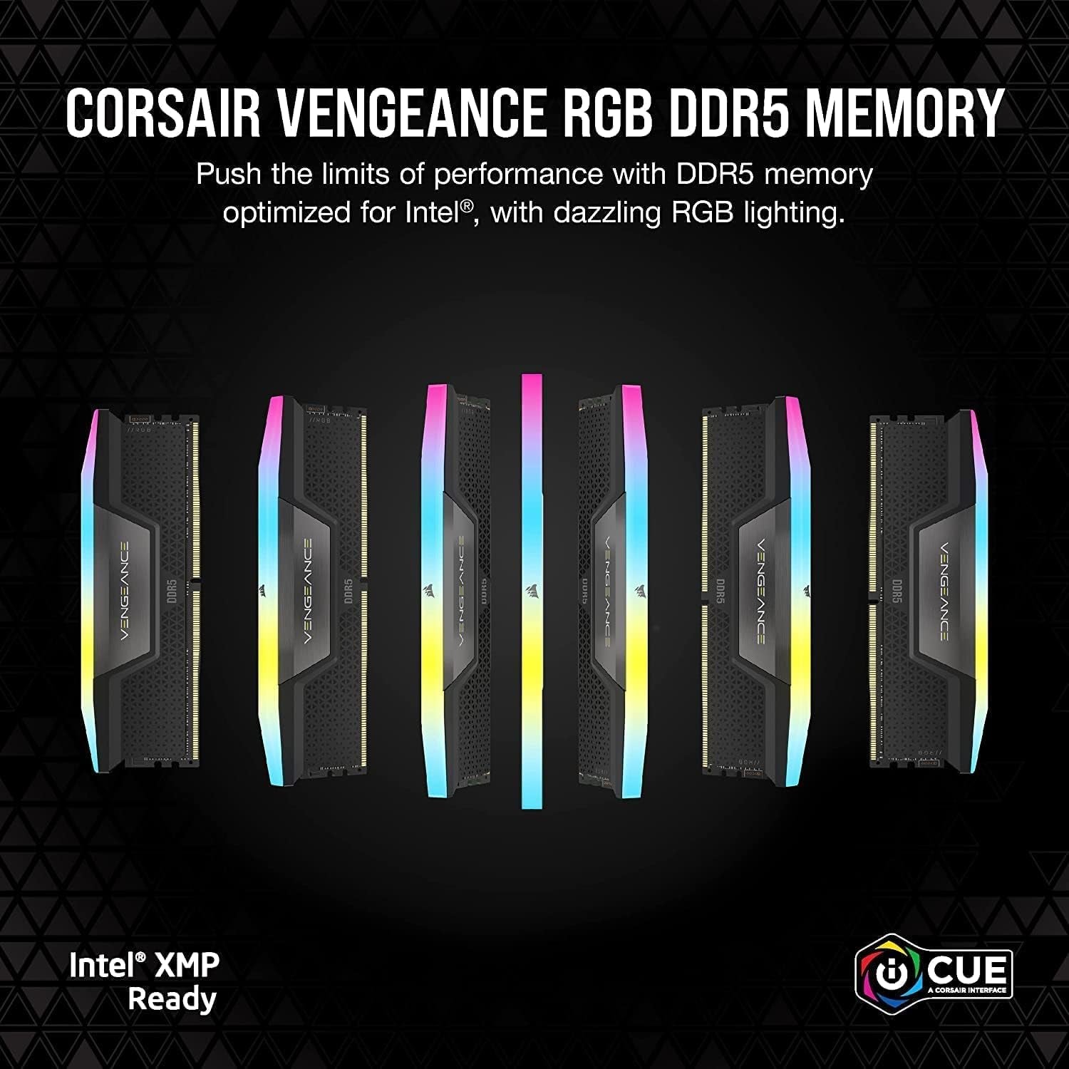 CORSAIR VENGEANCE RGB DDR5 RAM 32GB (2X16Gb) 6000Mhz CL36-44-44-96 1.35V Intel XMP Desktop Computer Memory - Black (CMH32GX5M2E6000C36)