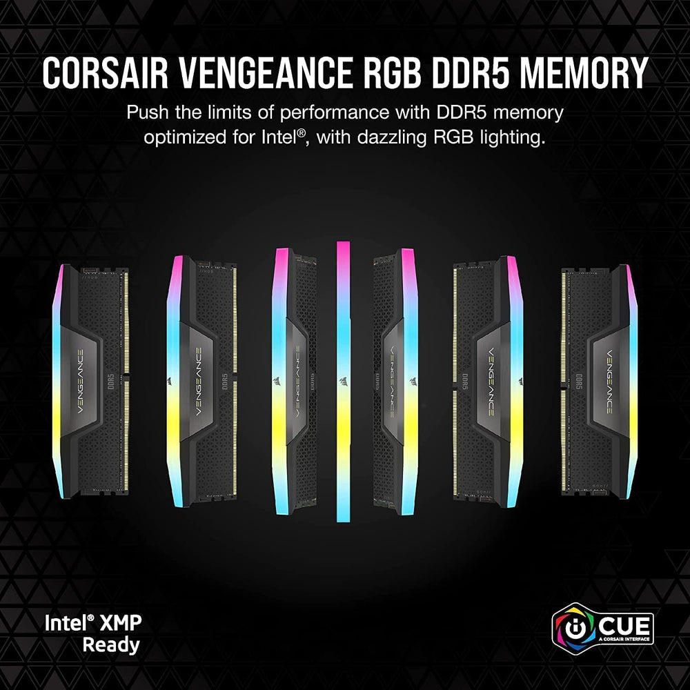 CORSAIR VENGEANCE RGB DDR5 RAM 64GB (2X32Gb) 6400Mhz CL32-40-40-84 1.40V Intel XMP Desktop Computer Memory - Black (CMH64GX5M2B6400C32)