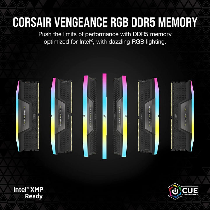 CORSAIR VENGEANCE RGB DDR5 RAM 64GB (2X32Gb) 6400Mhz CL32-40-40-84 1.40V Intel XMP Desktop Computer Memory - Black (CMH64GX5M2B6400C32)