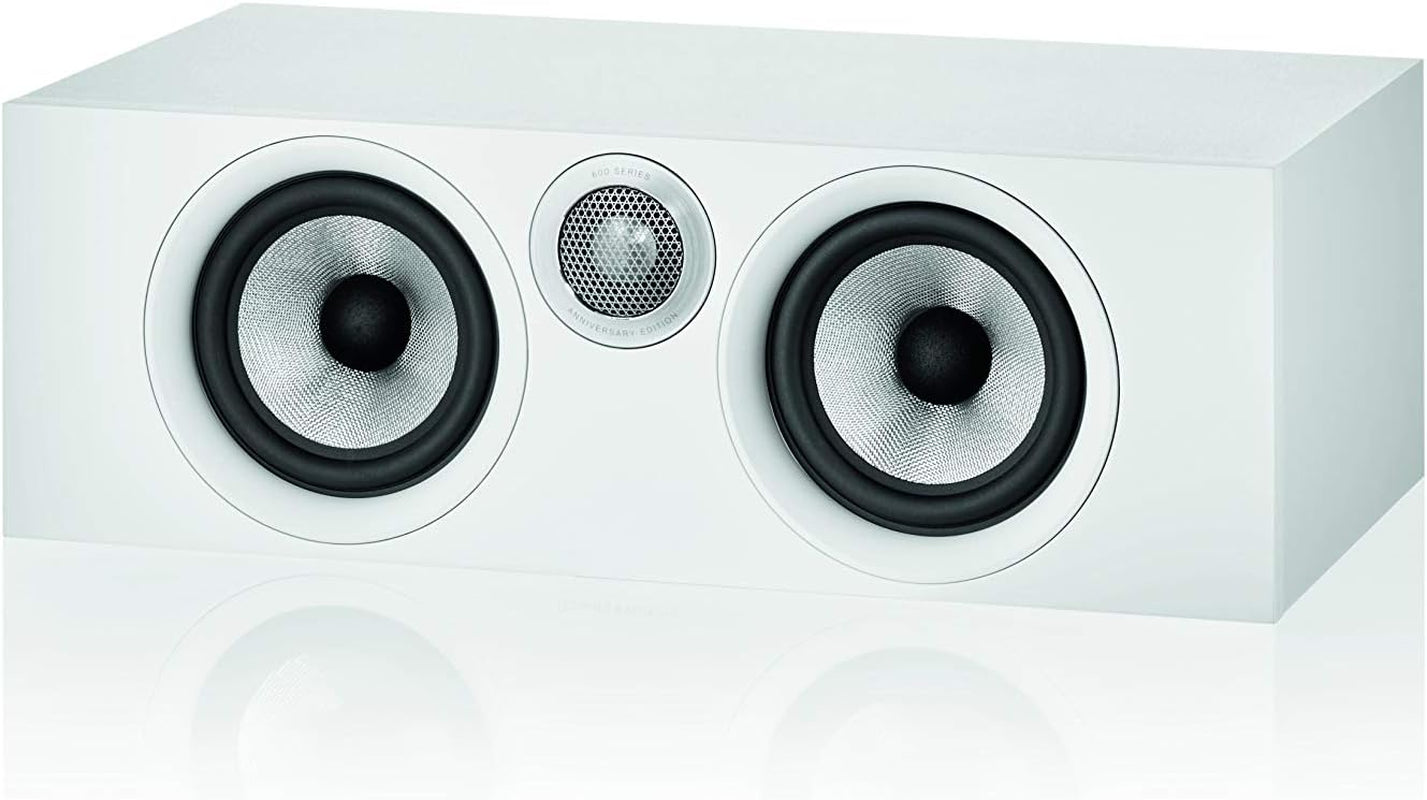 Bowers & Wilkins HTM6 S2 Center Channel Speaker - Anniversary Edition Loudspeaker, Twin Continuum Cone Bass/Midrange Drivers with Flowport Technology, Decoupled Double Dome Aluminum Tweeter, White