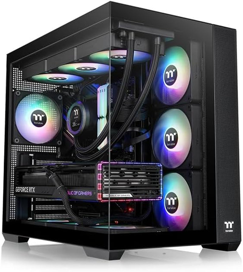 View 380 TG ARGB Black ATX Case; 4X120Mm ARGB Fans Included; Supports Hidden-Connector Motherboard; Front & Side Dual Tempered Glass Panel; CA-1Z2-00M1WN-00; 3 Year Warranty