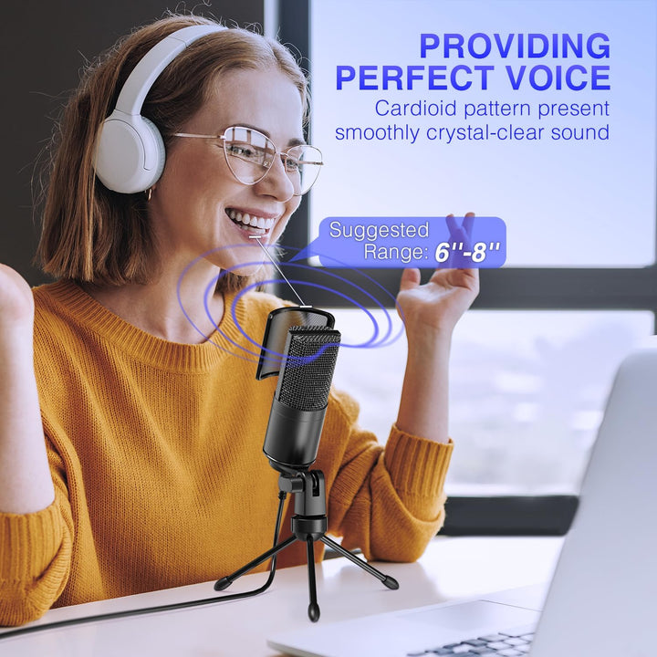 FIFINE Podcast Recording Microphone, PC USB Condenser Microphone for Streaming Vocal Music, Computer Desktop Mic with Mute Button for Windows/Mac OS-K669PRO1