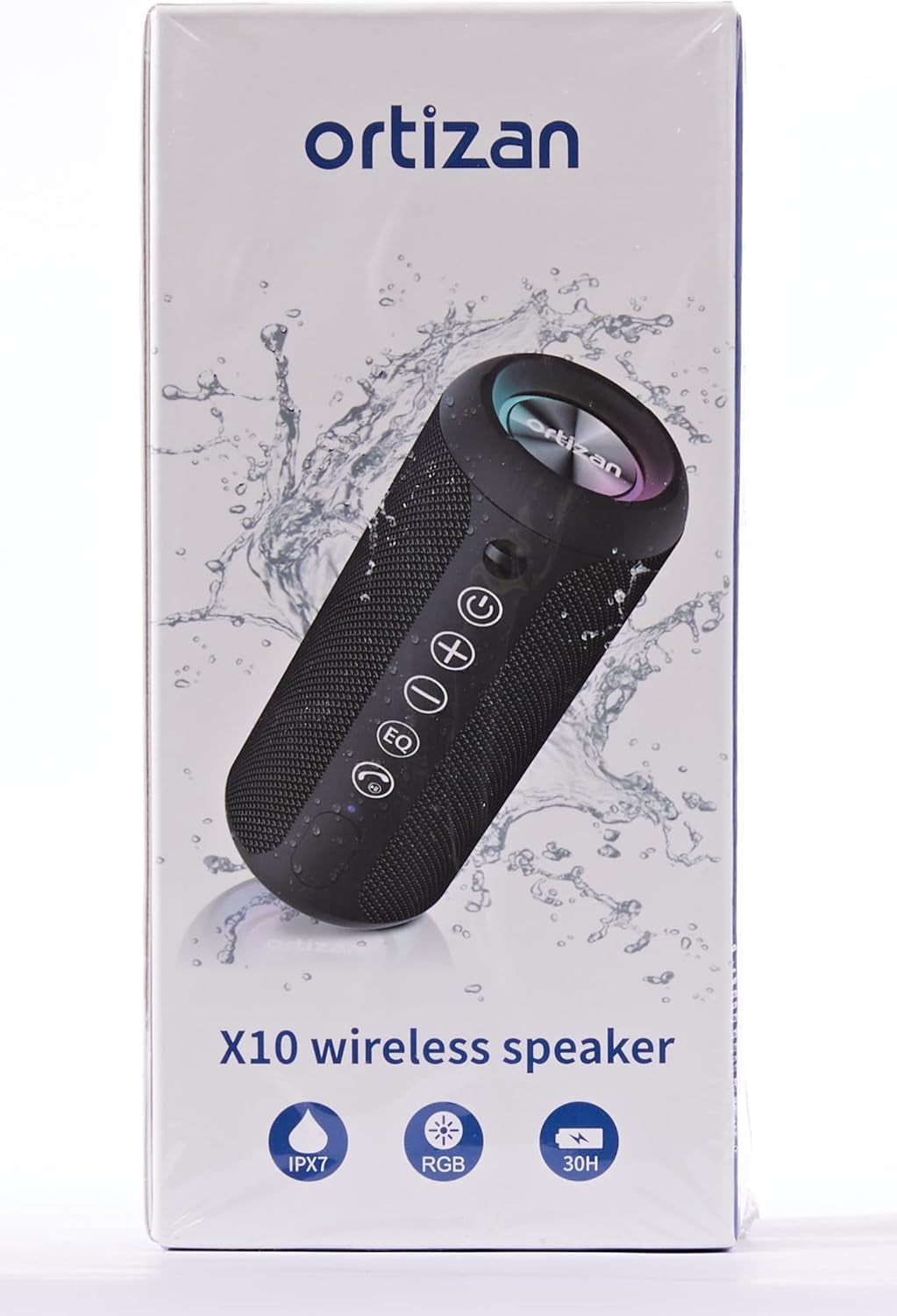 Ortizan Portable Bluetooth Speaker: IPX7 Waterproof, 24W Loud Sound, Deep Bass, Bluetooth 5.3, LED Lights, Wireless Stereo Pairing, 30H Playtime, for Home/Outdoor/Party/Beach, Birthday Gift (Black)