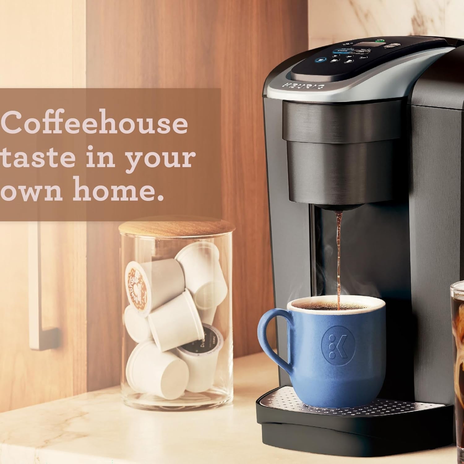 Keurig K-Elite Single Serve K-Cup Pod Coffee Maker, with Strength and Temperature Control, Iced Coffee Capability, 8 to 12Oz Brew Size, Programmable, Brushed Slate