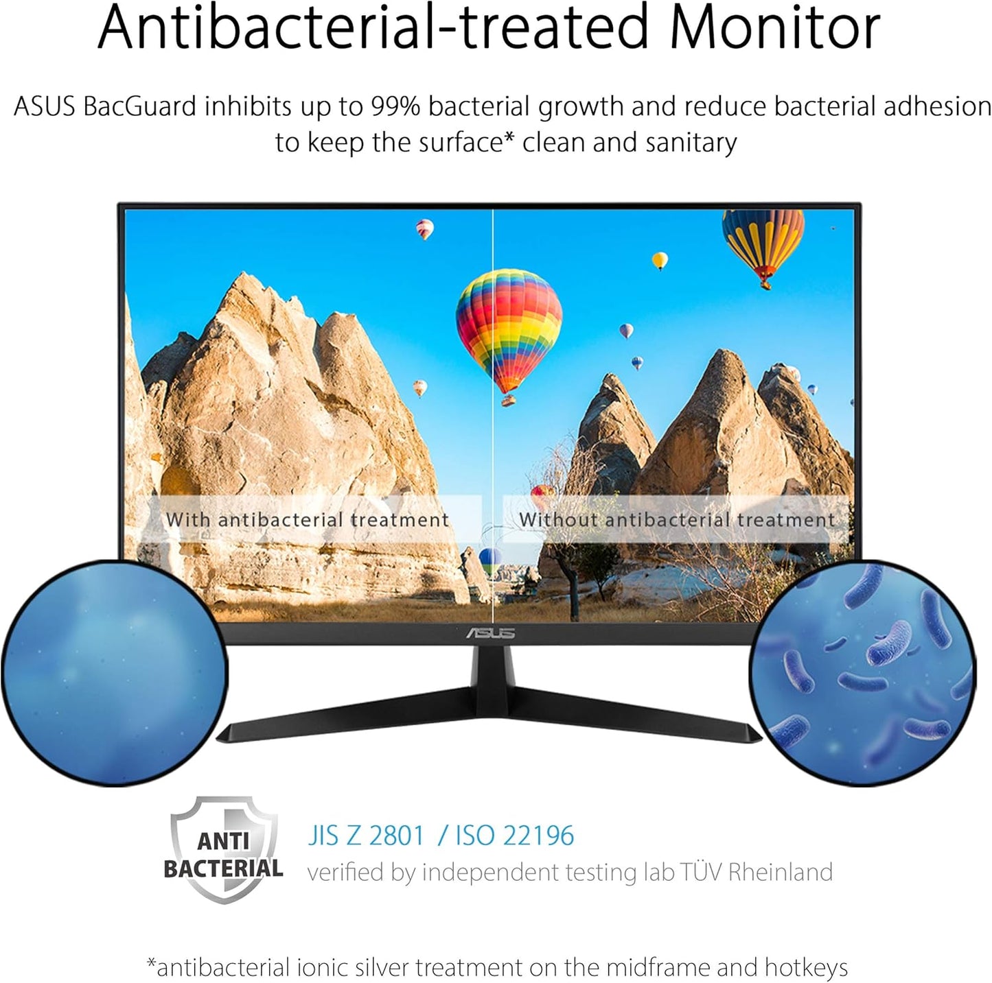 ASUS VY279HE 27” Eye Care Monitor, 1080P Full HD, 75Hz, IPS, 1Ms, Adaptive-Sync, Eye Care Plus, Color Augmentation, HDMI VGA, Frameless, VESA Wall Mountable