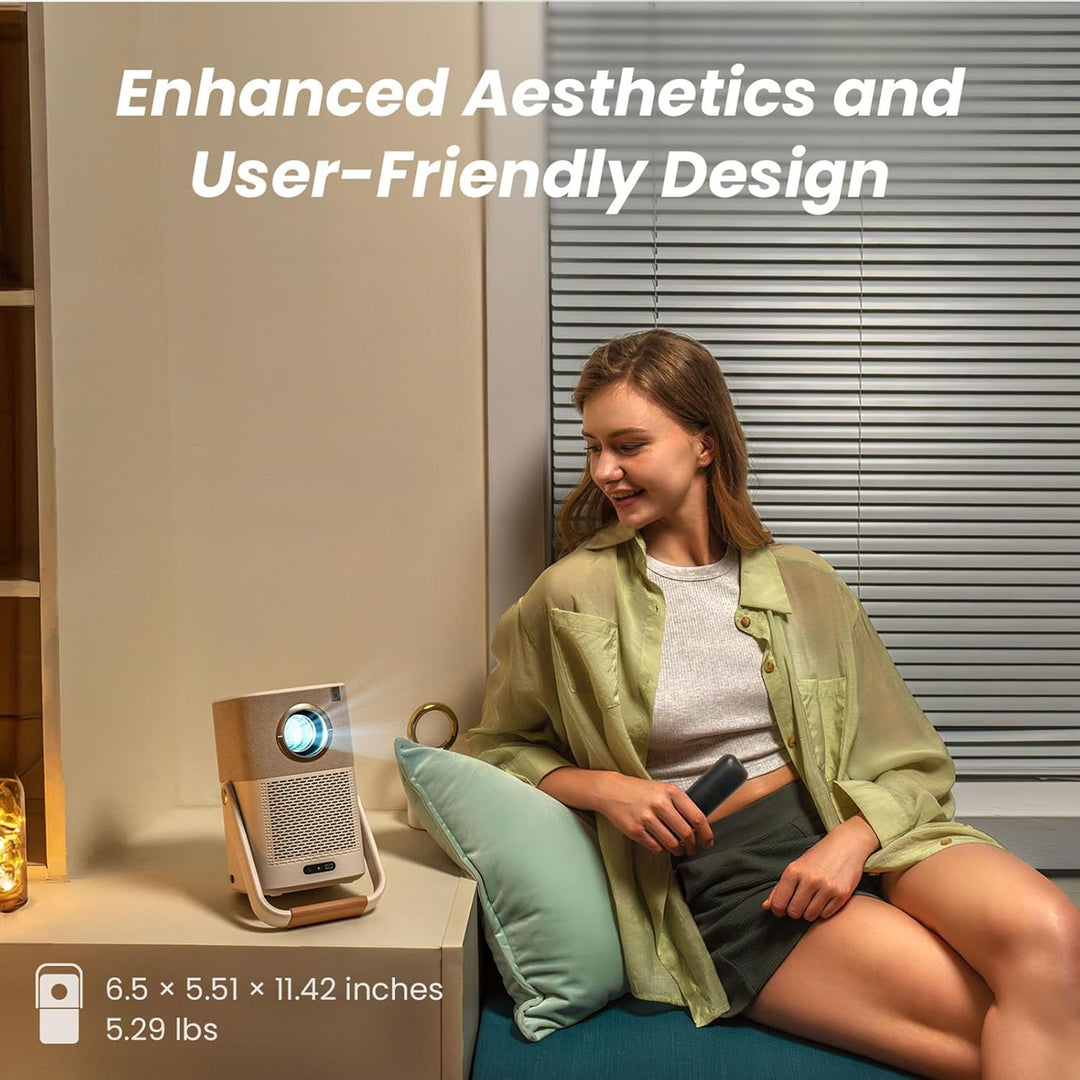 [Sound by JBL & Built-In Battery] Yaber T2 Outdoor Projector with Wifi 6 and Bluetooth, Native 1080P Smart Movie Portable Projector for inside and Outside, Compatible with TV Dongle (Not Included)