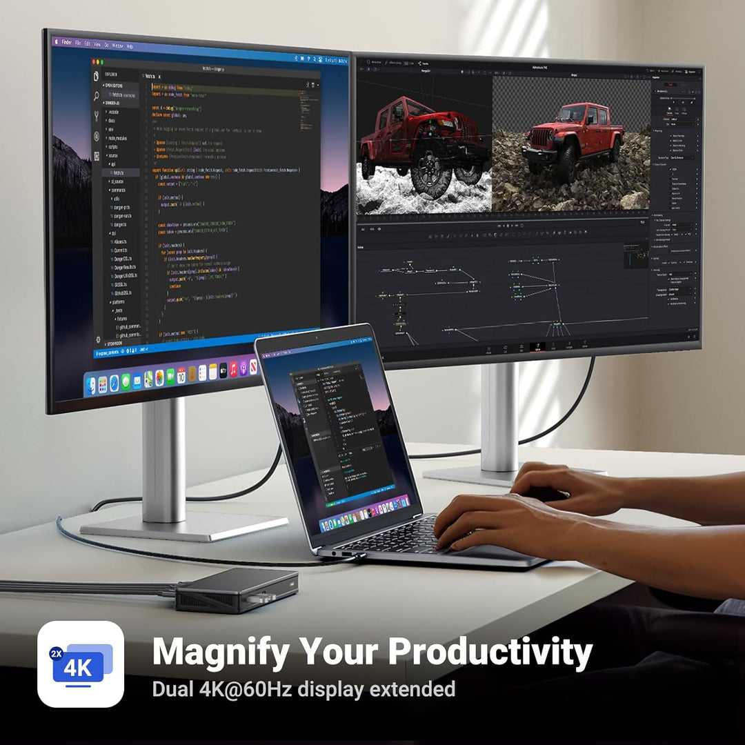 UGREEN Revodok Pro 209 USB C Docking Station, Displaylink 9-In-1 Dual 4K@60Hz Monitor Dock for Macbook & Windows with 2 DP & 2 HDMI, 10 Gbps USB C & USB-A Data Ports, 100W PD, Gigabit Ethernet