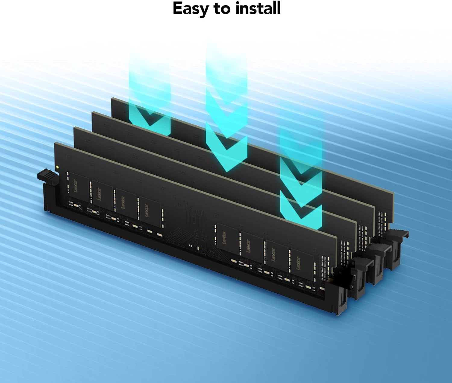 Lexar 16GB Single DDR4 UDIMM RAM 3200Mt/S CL22 288-Pin Desktop Memory, Black (LD4AU016G-B3200GSST)