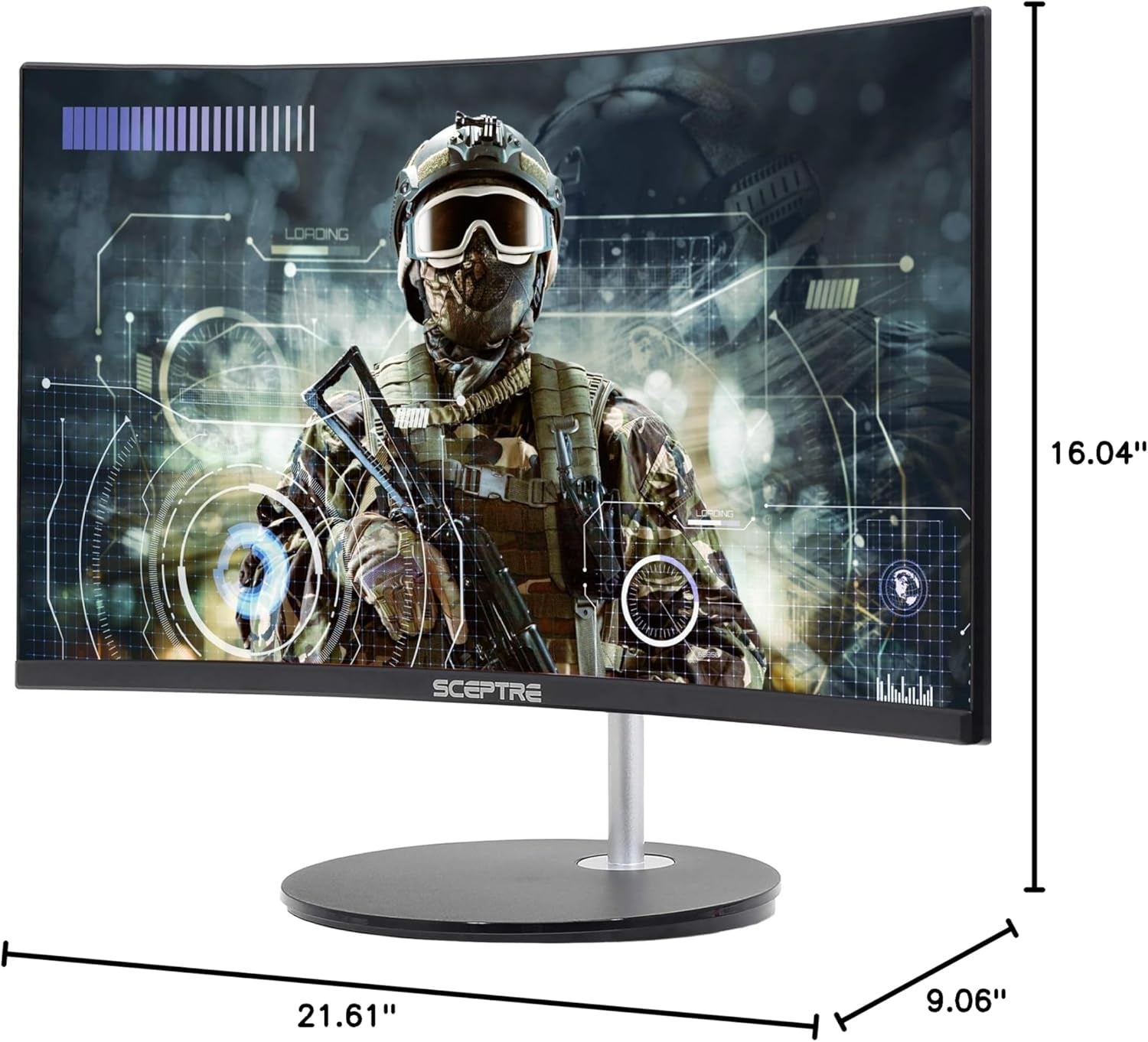 Sceptre Curved 24-Inch Gaming Monitor 1080P 98% Srgb HDMI X2 VGA Build-In Speakers, Machine Black