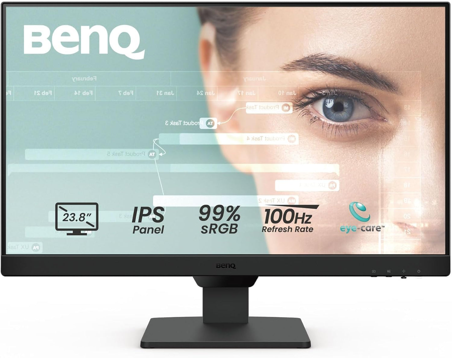 Benq GW2490 24" Computer Monitor 100Hz FHD 1920X1080P | IPS | Eye-Care Tech | VESA Mount |Thin Bezel | Low Blue Light| Adaptive Brightness| Wall Mount | Built-In Speakers | Displayport | HDMI X 2