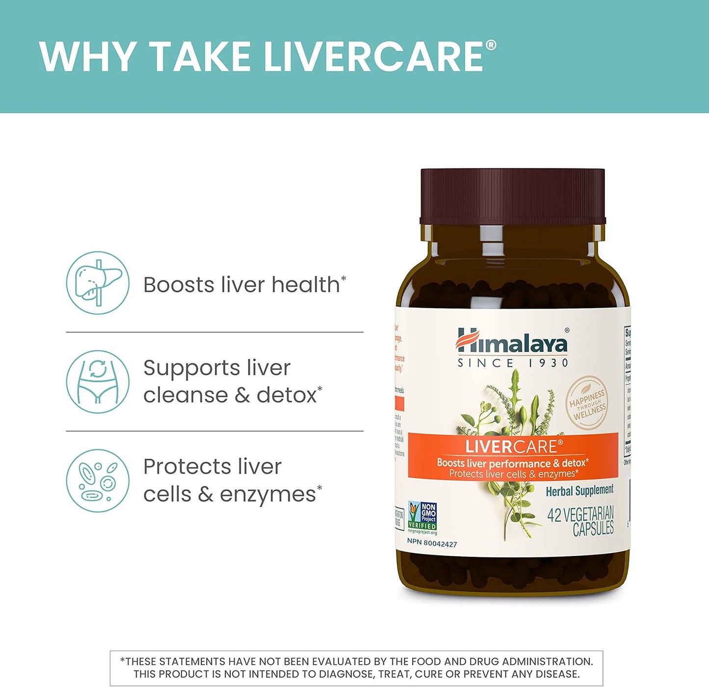 Himalaya Livercare for Total Liver Support, Cleanse and Detox, Protects Cells & Enzymes, 375 Mg, 180 Capsules, 90 Day Supply