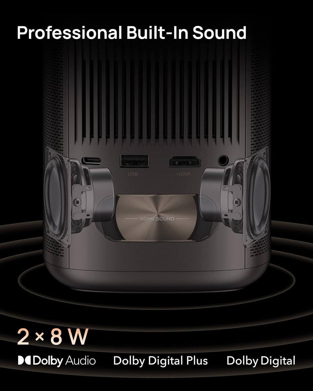 XGIMI Mogo 2 Pro 1080P Portable Projector, Mini Projector with Wifi and Bluetooth, Android TV 11.0, 400 ISO Lumens, 2X8W Speakers, Supports 4K, Auto Focus, Object Avoidance, and Screen Adaption