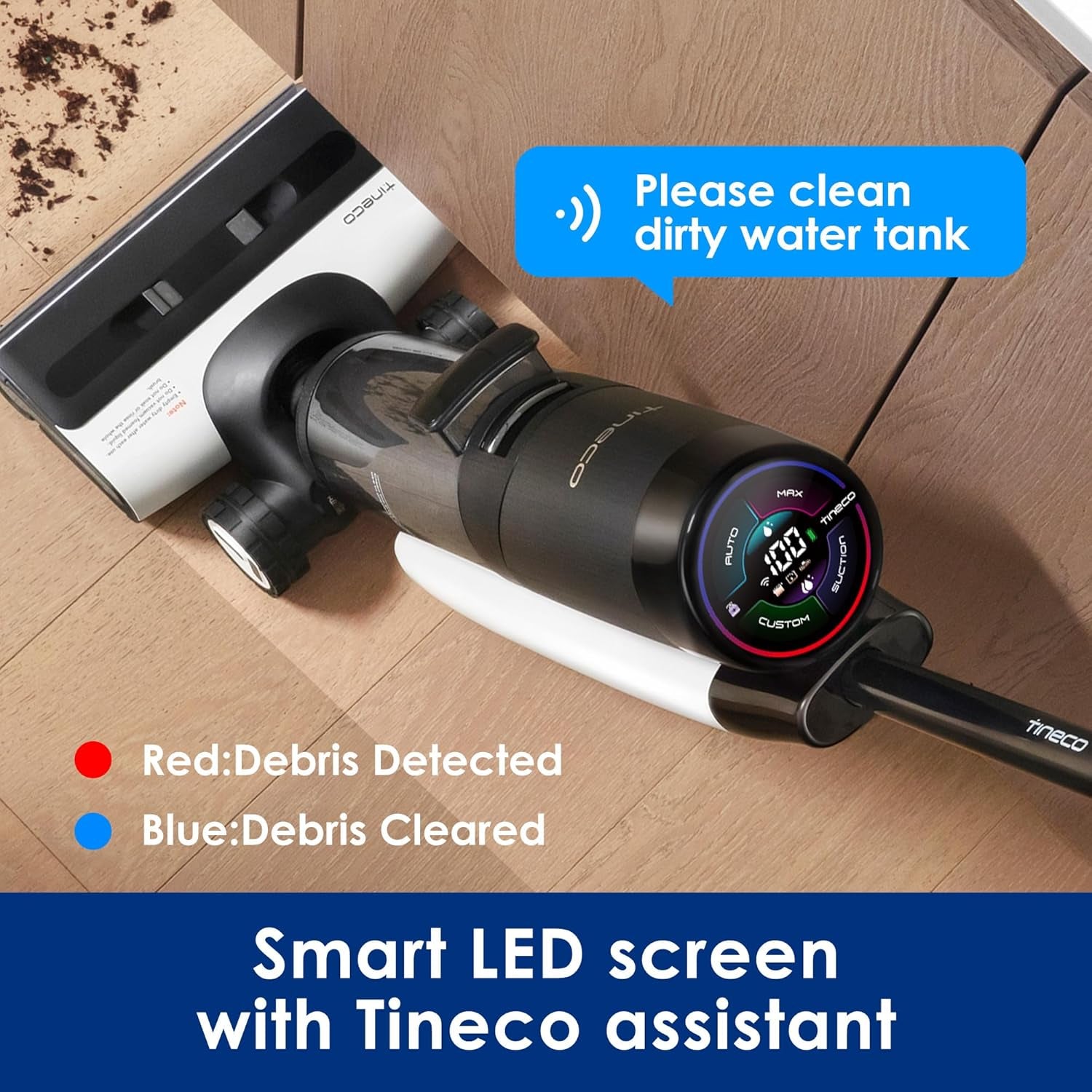 Tineco FLOOR ONE S7 Flashdry Smart Cordless Wet Dry Vacuum Cleaner, Long Runtime, Great for Sticky Messes, Self-Cleaning, 158℉Hot Air Flashdrying, Dual-Sided Edge Cleaning, Extended Battery Lifespan