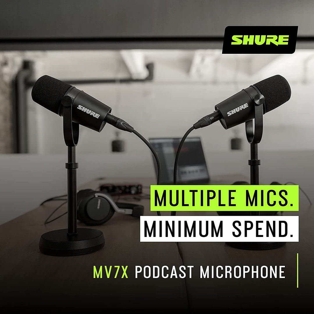 Shure MV7X Microphone - XLR Only Pro Quality Dynamic Mic for Podcasting & Vocal Recording, Voice-Isolating Technology, All Metal Construction, Mic Stand Compatible, Optimized Frequency - Black