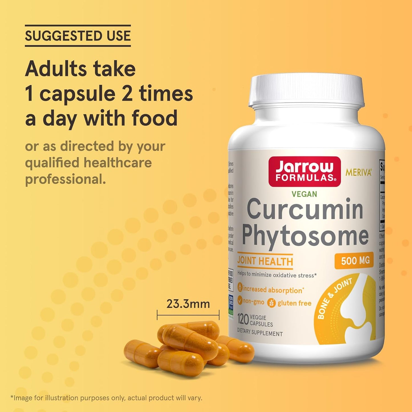 Jarrow Formulas Curcumin Phytosome 500 Mg - 120 Veggie Capsules - Formulated with Meriva - Antioxidant Support Supplement - Joint Health & Support - 60 Servings