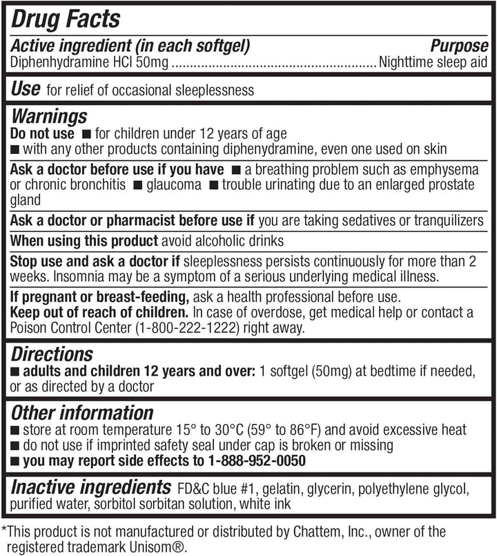 Healtha2Z Sleep Aid, Diphenhydramine Softgels, 50Mg, Supports Deeper, Restful Sleeping, Non Habit-Forming (250 Counts)